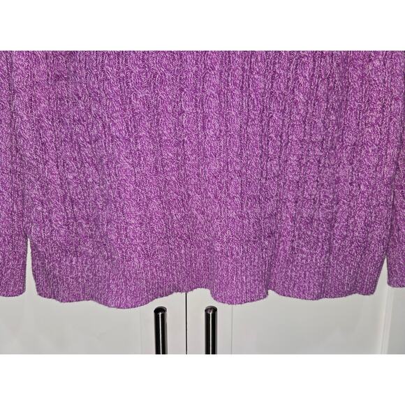 Croft & Barrow Purple Textured Cable V-Neck Sweater - Large - Picture 6 of 10